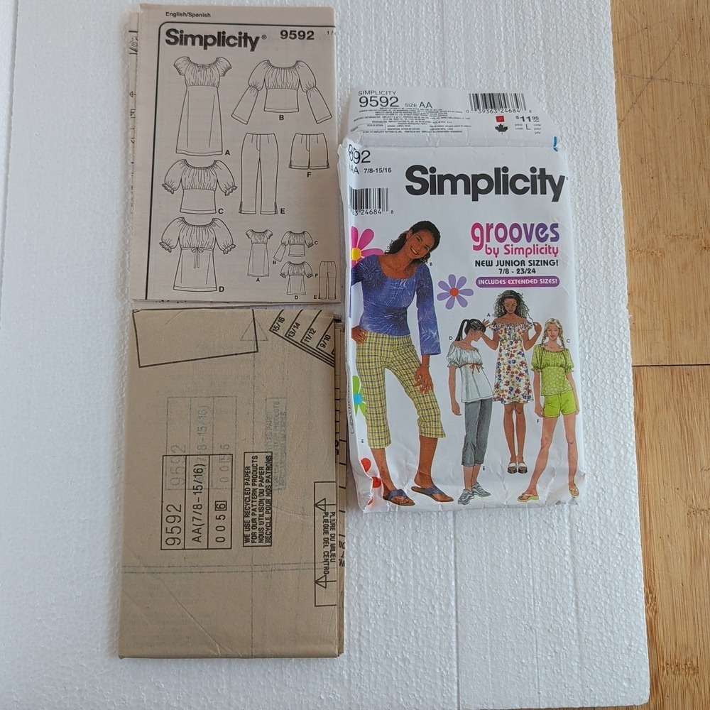 2001 Simplicity Grooves 9592 Uncut Juniors Pattern Size AA 7/8 - 23/24 Y2K VTG - Picture 5 of 7